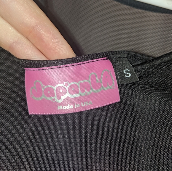 JapanLA Ramen Embroidery Patch Maxi Dress Black Mesh Size Small - Picture 7 of 7